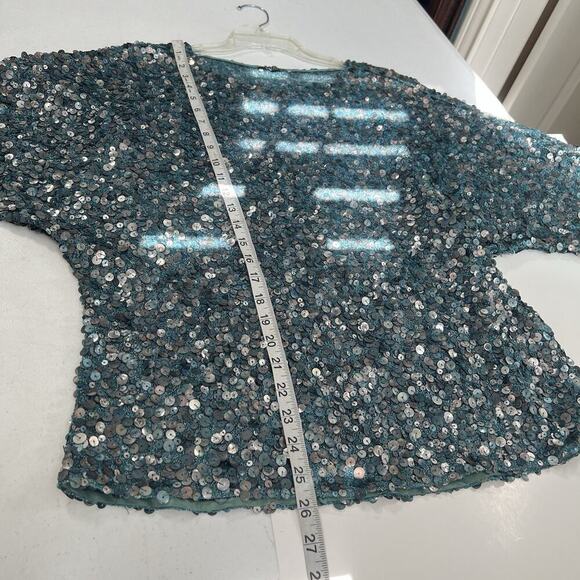 Carlisle Sequin Top Women’s Size 8 Teal Green Silver Evening Wear Fairy - Picture 10 of 11